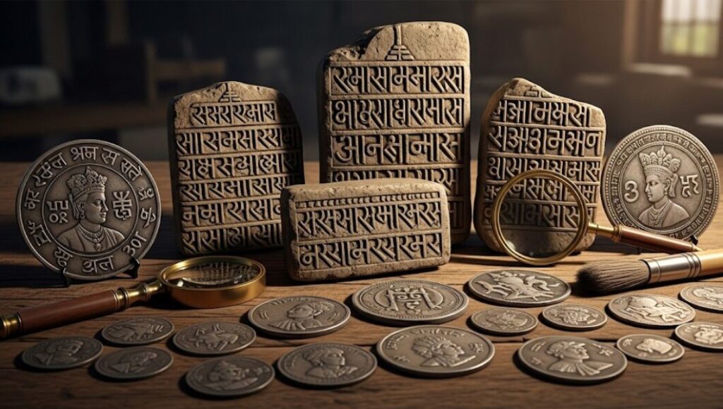 देवराज_के_प्रत्यक्ष_प्रमाण — अभिलेख_और_सिक्के